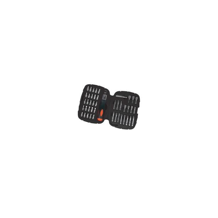 Kit tournevis et embouts a cliquet - BLACK+DECKER - A7039-XJ - 45 pieces