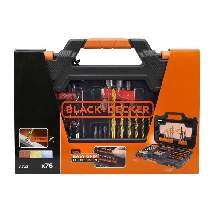 Drilling and Screwdriving Set - BLACK+DECKER - A7231-XJ - 76 Accessories - Drill Bits, Sockets, Bits