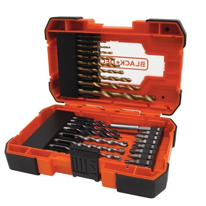Coffret perçage et vissage - BLACK+DECKER - A7235-XJ - 27 accessoires - forets, embouts