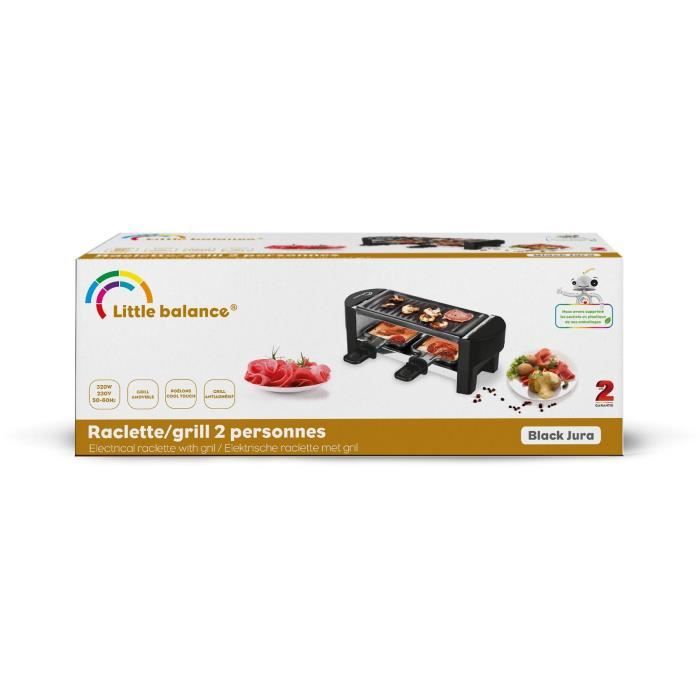 LITTLE BALANCE Raclette Grill - 350W - Serves Up to 2 People - Removable Grill Plate