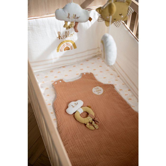 SAUTHON Set of 2 Baby Fitted Sheets - SUNLIGHT - 60 x 120 cm - Organic Cotton Muslin