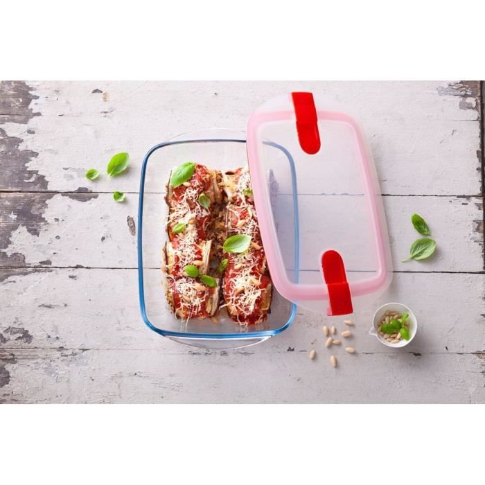 Lot de 5 Boîtes de conservation - PYREX - Cook & Heat - Verre - Couvercle a valves vapeur spécial micro-onde