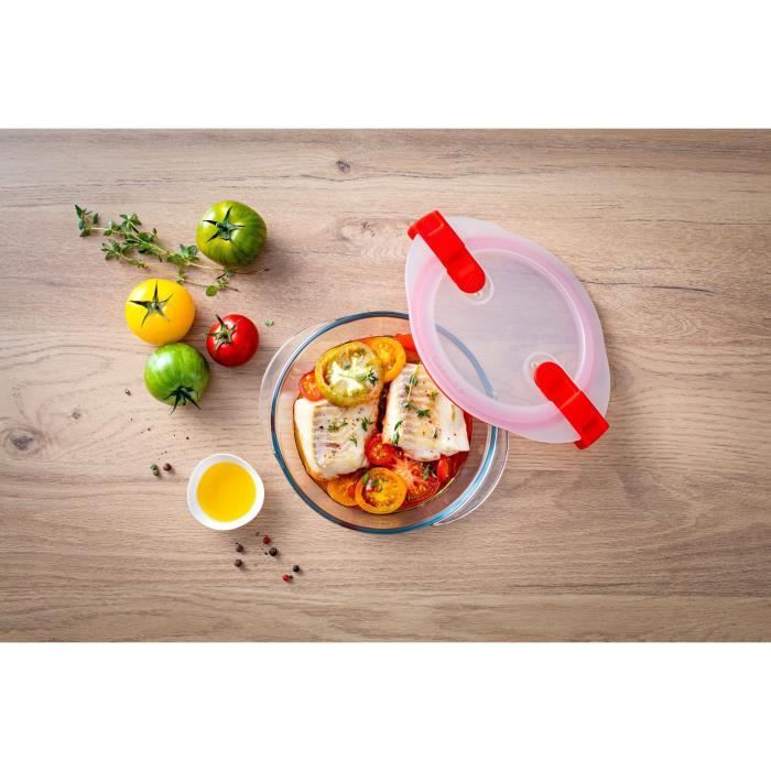 Lot de 5 Boîtes de conservation - PYREX - Cook & Heat - Verre - Couvercle a valves vapeur spécial micro-onde