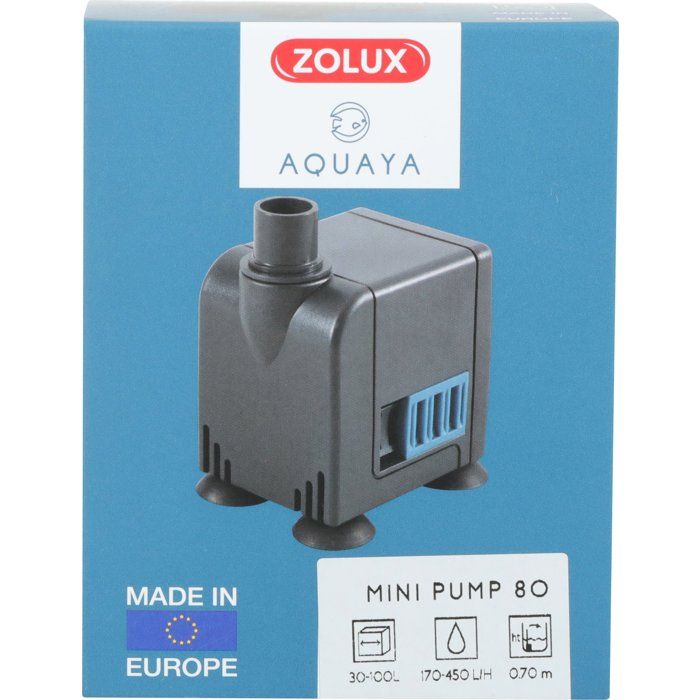 ZOLUX Mini Aquarium Water Pump - 6W - Adjustable Flow Rate 170 to 450 L/H - For Aquariums 60 to 80 L