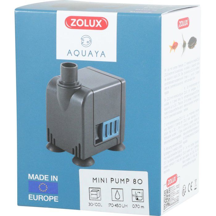 ZOLUX Mini Aquarium Water Pump - 6W - Adjustable Flow Rate 170 to 450 L/H - For Aquariums 60 to 80 L