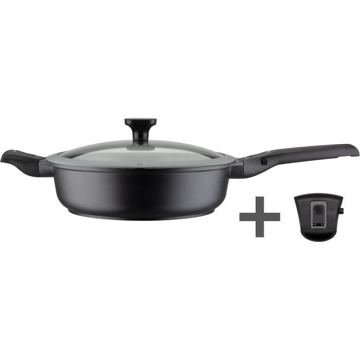 GSW Easy Click Frying Pan - 28 cm - Aluminum with Glass Lid - Black - Suitable for All Hobs Including Induction - 167833