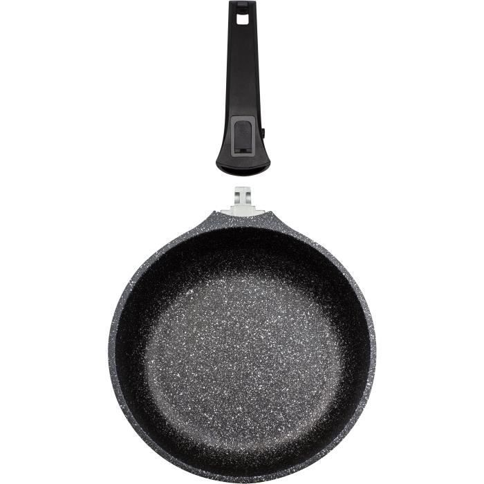 GSW Easy Click Frying Pan - 28 cm - Aluminum with Glass Lid - Black - Suitable for All Hobs Including Induction - 167833