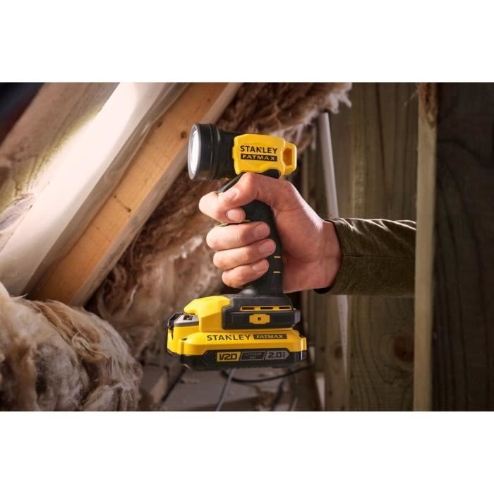 STANLEY FATMAX Flashlight - 18V - SFMCL020B-XJ - 3 LEDs - 140 Lumens - Swivel Head - Battery Not Included