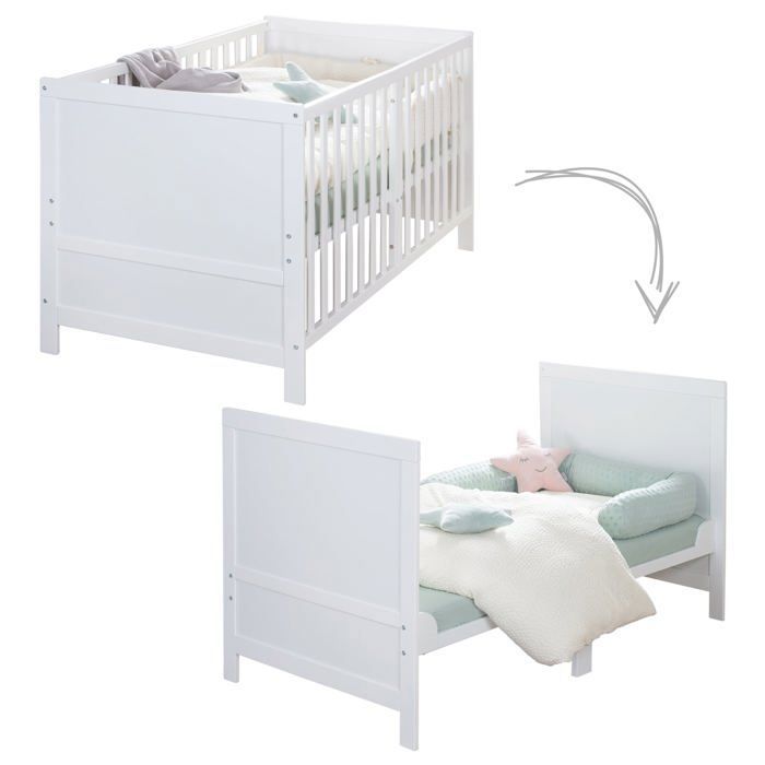 ROBA Convertible Baby Cot - 70 x 140 cm - EASY SLEEP - White Lacquered