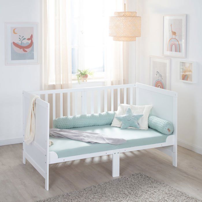 ROBA Convertible Baby Cot - 70 x 140 cm - EASY SLEEP - White Lacquered