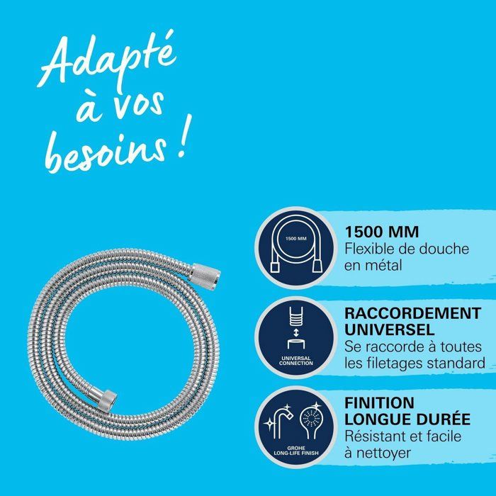 GROHE VitalioFlex Shower Hose 1.5 m - Metal - Chrome Finish