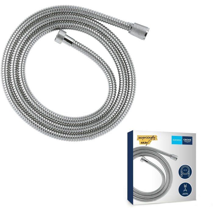 GROHE VitalioFlex Metal Shower Hose - 2 m - Chrome - Kink Resistant