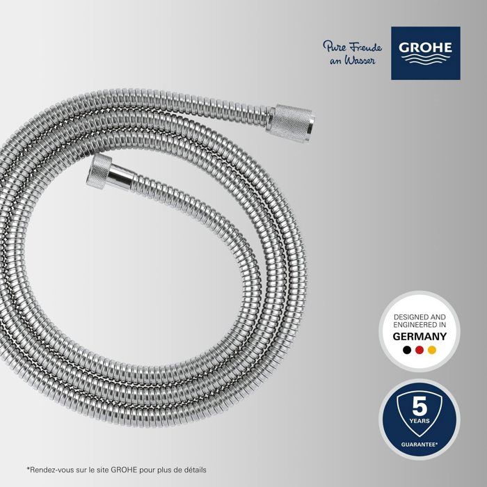 GROHE VitalioFlex Metal Shower Hose - 2 m - Chrome - Kink Resistant