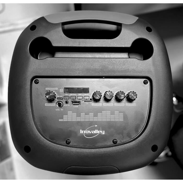 INOVALLEY Light-Up Karaoke Speaker - KA123-XXL - 900W - Bluetooth V5.0 - Black