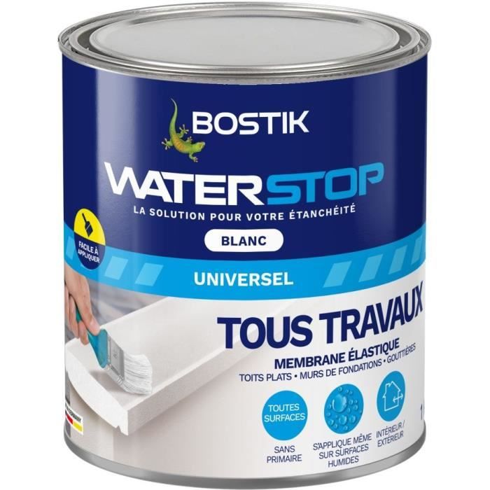 BOSTIK Waterstop Waterproofing Membrane 1 kg Tub - Leak Repair - White