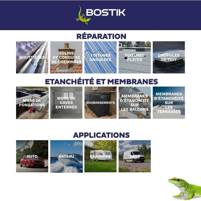 BOSTIK Waterstop Waterproofing Membrane 1 kg Tub - Leak Repair - White