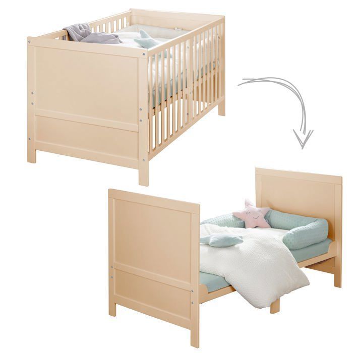 ROBA Convertible Baby Cot - 70 x 140 cm - EASY SLEEP - Natural Wood