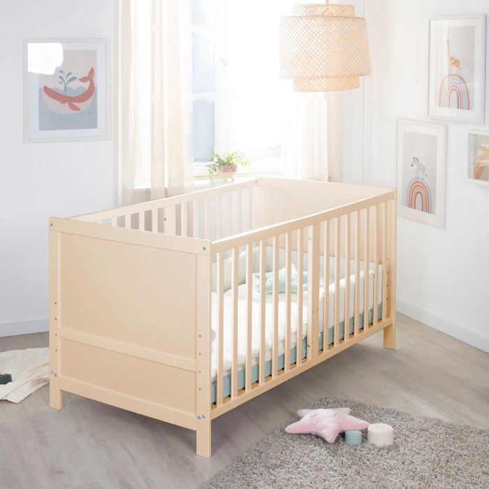 ROBA Convertible Baby Cot - 70 x 140 cm - EASY SLEEP - Natural Wood
