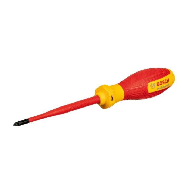 BOSCH VDE Screwdriver PH1x100 - Insulated up to 1000 V - Ergonomic Thermoplastic Elastomer Handle