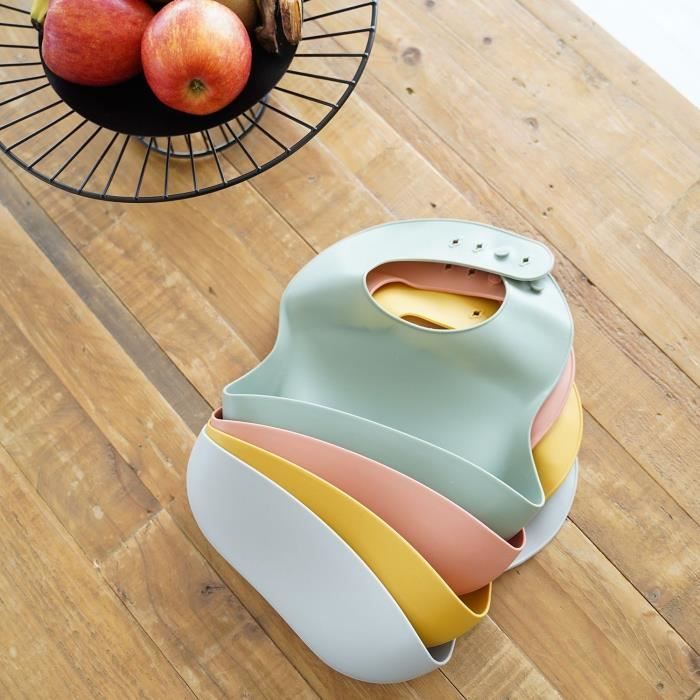 Set of 2 Bibs - THERMOBABY - Silicone - Cactus Green and Honey Yellow