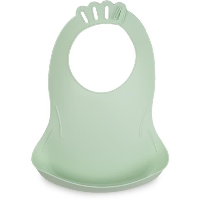 THERMOBABY Set of 2 Bibs - BIBOU - Celadon Green and Charm Grey - Adjustable and Waterproof