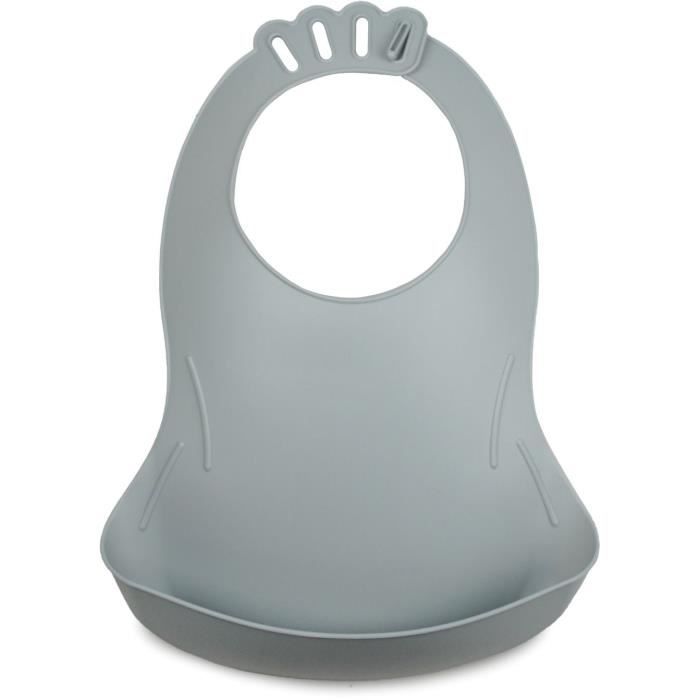 THERMOBABY Set of 2 Bibs - BIBOU - Celadon Green and Charm Grey - Adjustable and Waterproof