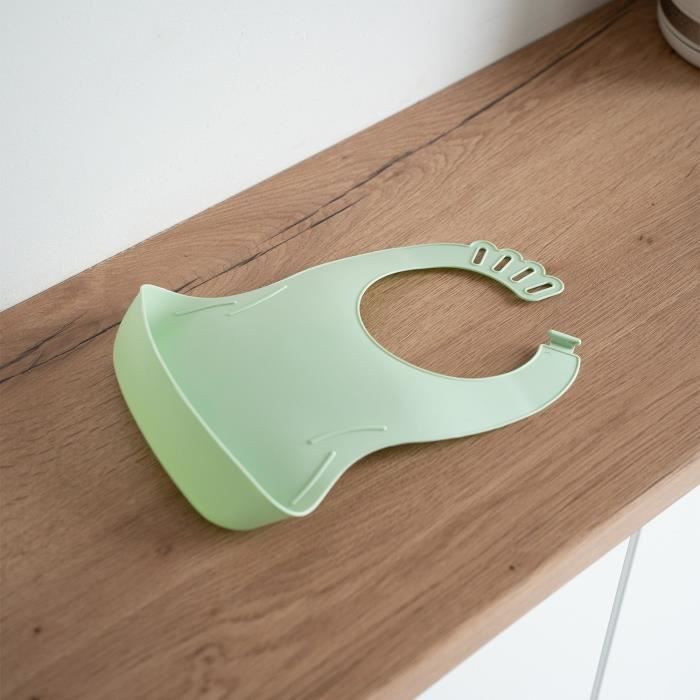 THERMOBABY Set of 2 Bibs - BIBOU - Celadon Green and Charm Grey - Adjustable and Waterproof