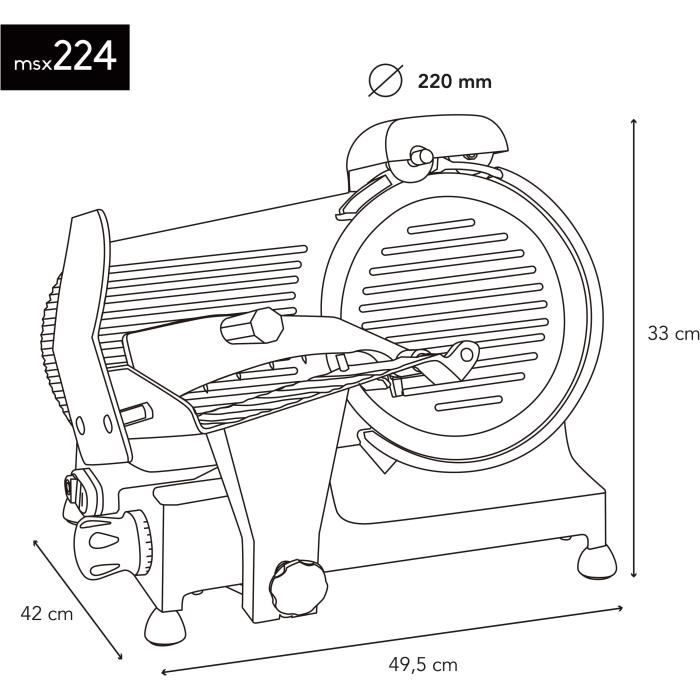 H.Koenig Meat Slicer - MSX224 - 22 cm Blade - Red