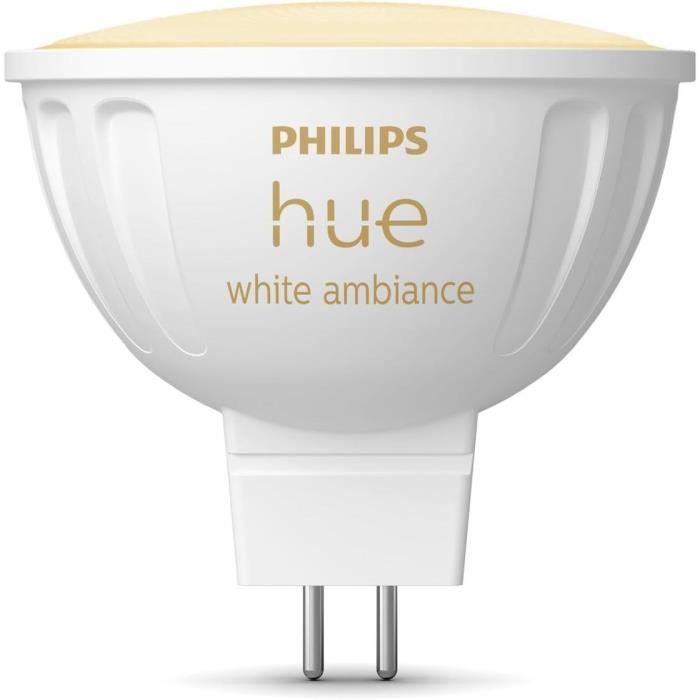 Philips Hue MR16 Smart Bulb, White Light, Bluetooth Compatible, Works with App and Voice