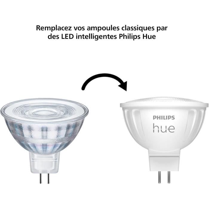 Philips Hue MR16 Smart Bulb, White Light, Bluetooth Compatible, Works with App and Voice