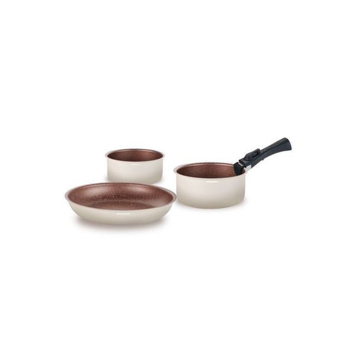 Arthur Martin Cookware Set - 18 Pieces - Cream Color - AM1453 - Suitable for All Hobs Including Induction 18-piece