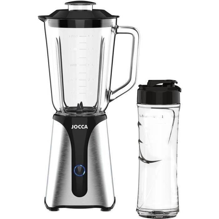 JOCCA Blender - 350 W - 1 L Glass Bowl - 600 ml Bottle - Black