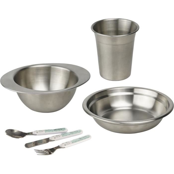 THERMOBABY Meal Pack - Stainless Steel - Cup, Bowl, Deep Plate, Cutlery Set