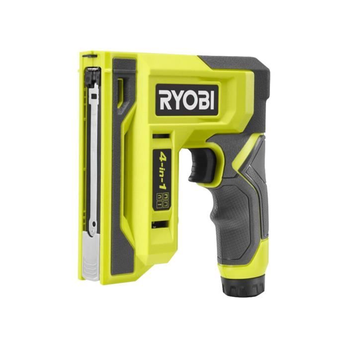 RYOBI 4V Stapler/Nailer - 6 to 14 mm Staples - 18 G Nails - 1100 Staples Included T50