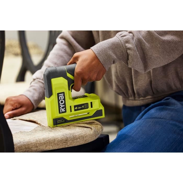 RYOBI 4V Stapler/Nailer - 6 to 14 mm Staples - 18 G Nails - 1100 Staples Included T50