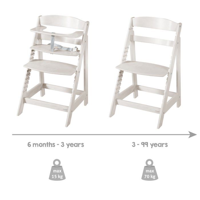 ROBA Convertible High Chair - SIT UP FLEX - Light Gray - From 6 Months to 70 kg