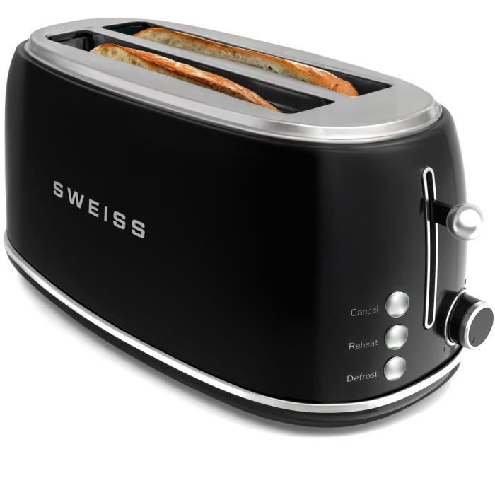 SWEISS Vintage Toaster - GRV9 - 1500W - 2 Slots - Black
