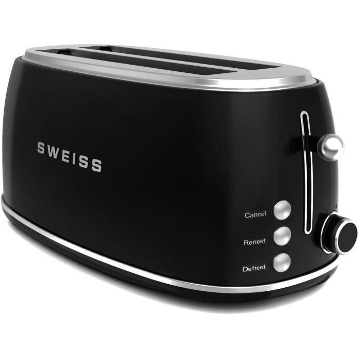 SWEISS Vintage Toaster - GRV9 - 1500W - 2 Slots - Black
