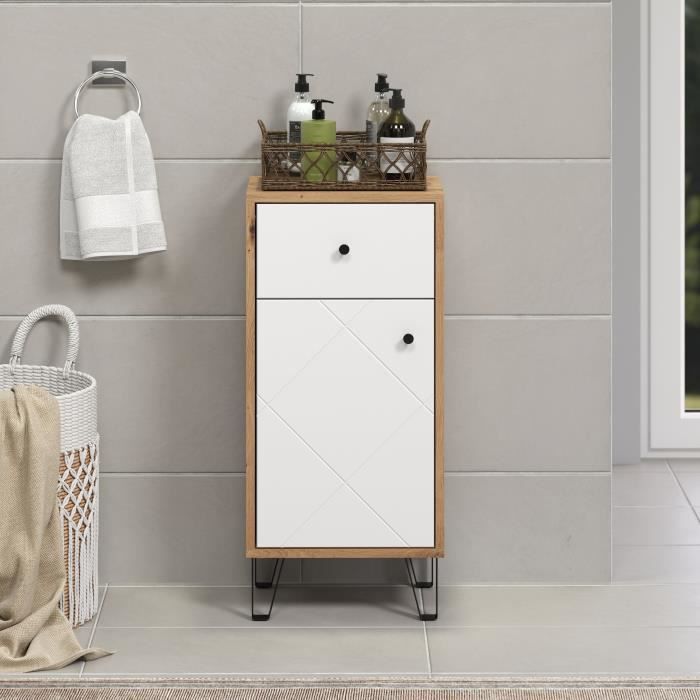 Touch Bathroom Cabinet - Matte White - Oak Decor - Contemporary