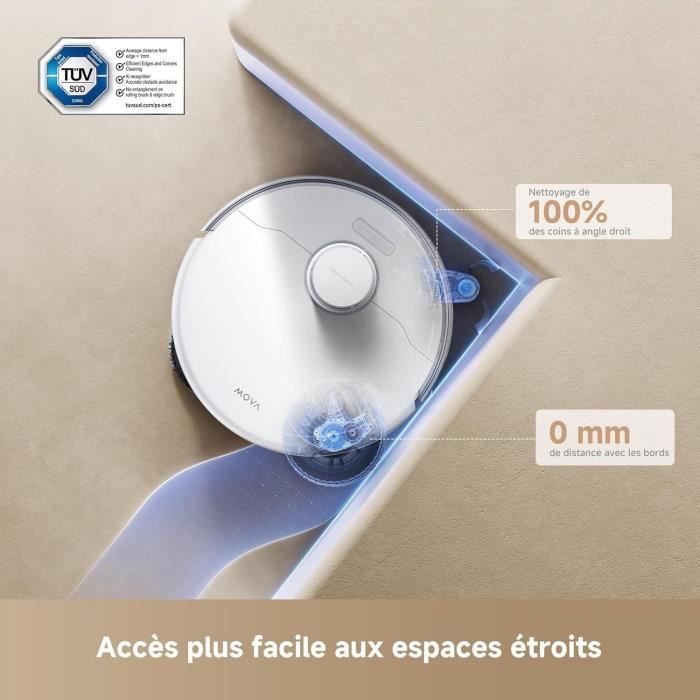 MOVA P50 Ultra - Robot Aspirateur Laveur avec Station - 19 000 Pa - Nettoyage des coins aux bords