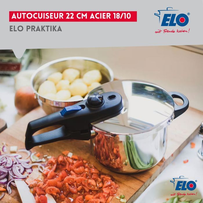 FACKELMANN Pressure Cooker - Elo Praktika - 22 cm - 4 Liters - 18/10 Stainless Steel