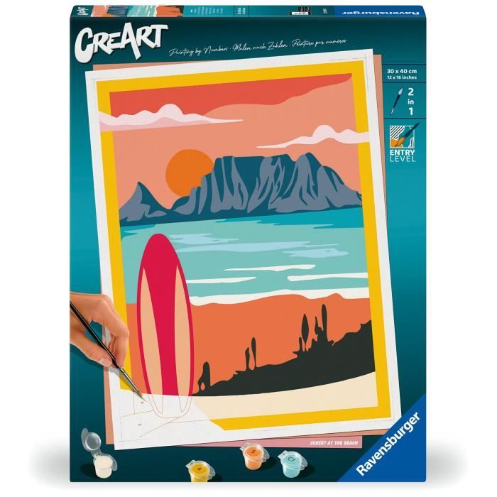CreArt Painting Kit - 30x40 cm - Sunset at the Beach