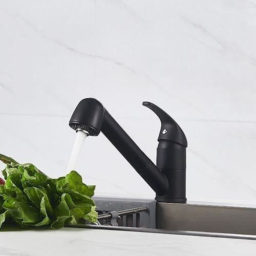 EDOUARD ROUSSEAU Kitchen Sink Mixer Tap - Bago - Matte Black - Pull-Out Spray - 40 mm Cartridge