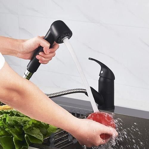 EDOUARD ROUSSEAU Kitchen Sink Mixer Tap - Bago - Matte Black - Pull-Out Spray - 40 mm Cartridge