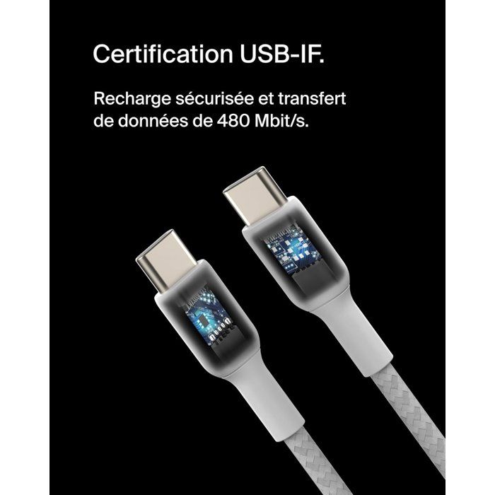 BELKIN Braided Cable - USB-C to USB-C - 2 m - White
