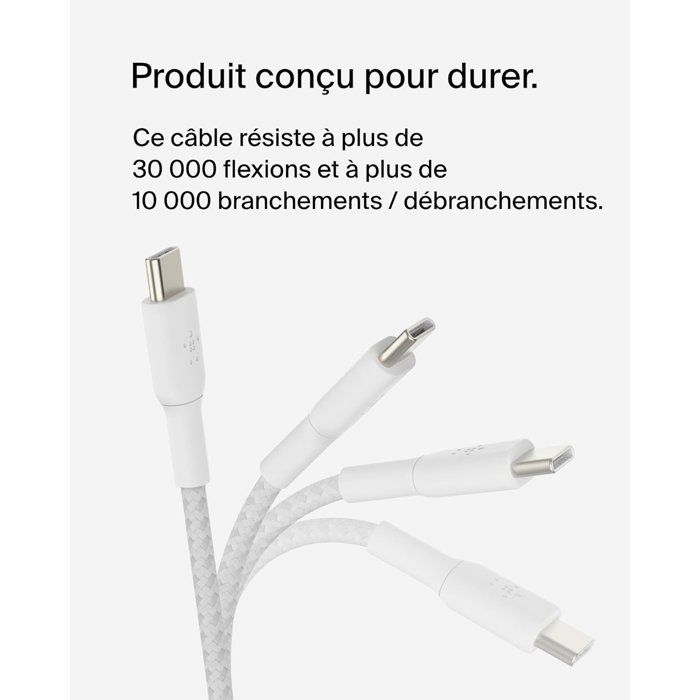 BELKIN Braided Cable - USB-C to USB-C - 2 m - White