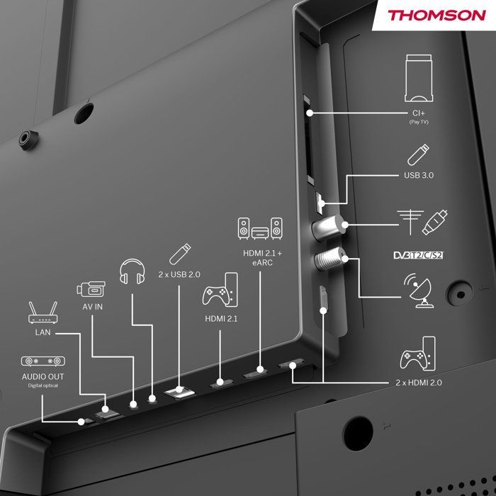 Thomson 55QG7C14 - QLED TV 55" (139 cm) - 4K UHD 3840x2160 - 144 Hz - Google TV - 2xHDMI 2.1 2xHDMI 2.0 -