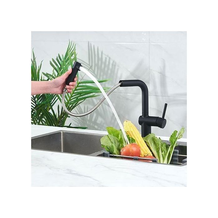 EDOUARD ROUSSEAU Kitchen Sink Mixer Tap - Carré - Matte Black - Swivel Spout