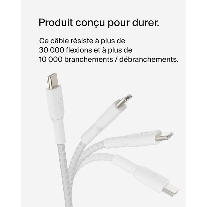 BELKIN USB-C to USB-C Braided Cable - 0.15 m - 60W Fast Charging