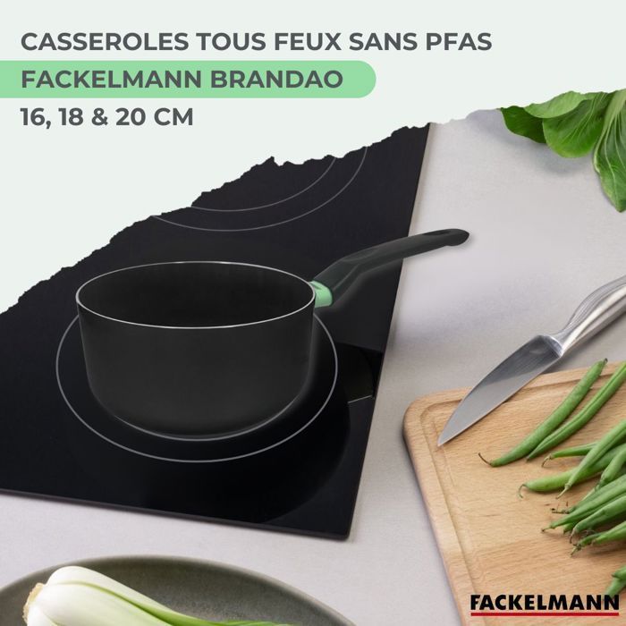 Fackelmann Set of 3 Ceramic Nonstick Pans - 16-18-20 cm - Compatible with all hobs including induction